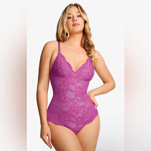 Popilush Other - NWT Popilush Purple Shapewear Firm Control Smoothing Full Lace Thong Bodysuit